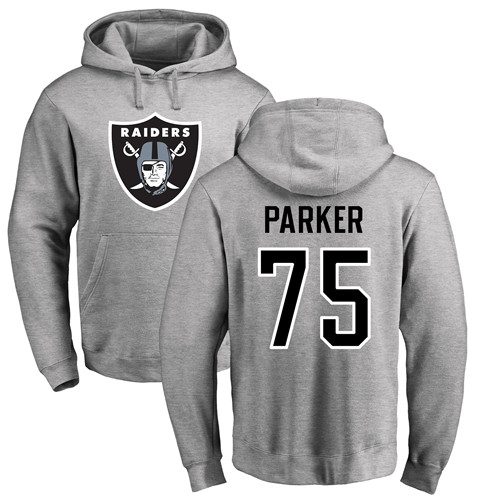 Men Oakland Raiders Ash Brandon Parker Name and Number Logo NFL Football #75 Pullover Hoodie Sweatshirts